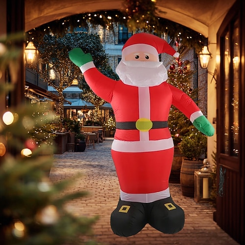 1 Stück 2,5 m/8,2 ft Weihnachtsmann mit grüner Hand, stehend, aufblasbares Luftmodell mit LED-Licht, für drinnen und draußen, Versammlung im Innenhof, Rasenatmosphäre, dekoratives Licht, Image