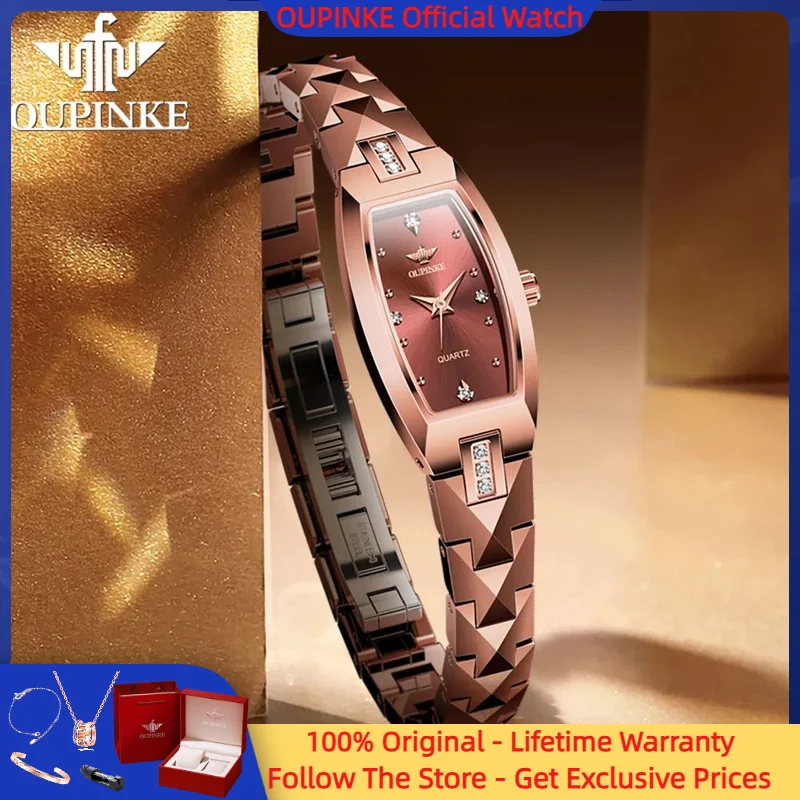 OUPINKE 3242 femmes montre élégant luxe importé mouvement suisse femmes montre à Quartz diamant tungstène acier montre coffret cadeau