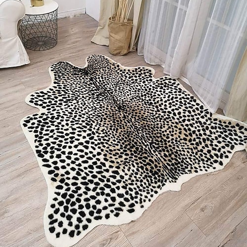 Teppiche Tigerprint formte Teppich für Wohnzimmer und Schlafzimmer Faux Pelz Tierhaut Teppich Weich Rutschfest Maschinenwaschbar Teppich Flauschige Akzent Fußmatte Wohnkultur Image