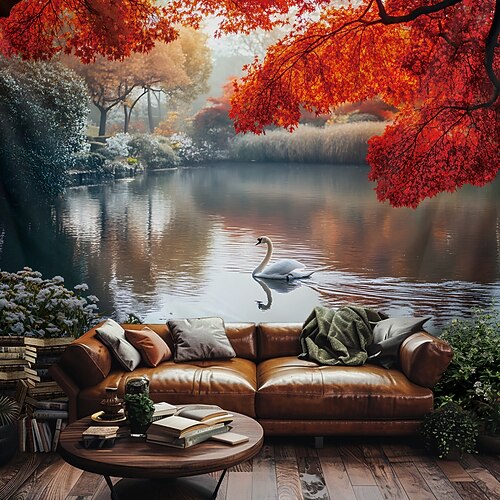 Tapisserie Decke Wandbehänge Landschaft Natur Baum 3D Schlafzimmer Wohnzimmer Wohnheim Jugendzimmer Studentenwohnheim Wohndeko Image