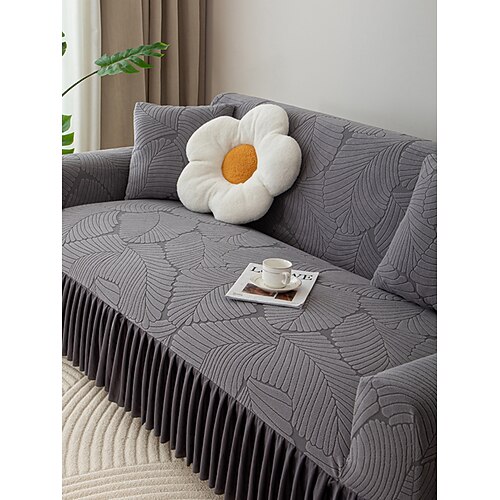 Jacquard-Sofabezug mit elastischem Rock, einfarbiger, hochwertiger, verdickter, rutschfester Universal-Sofabezug für alle vier Jahreszeiten Image