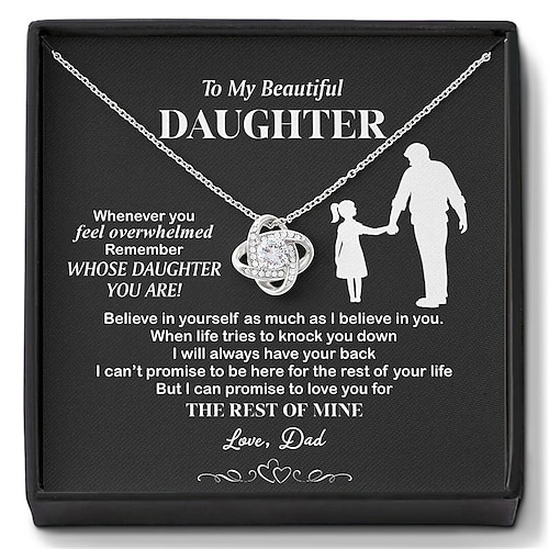 Halskette für meine Tochter, Weihnachtsgeschenk für Mädchen mit Grußkartenbox, Schmuckgeschenk zum Geburtstag, Andenken an den Schulabschluss, Valentinstagsgeschenk von Mama oder Papa Image