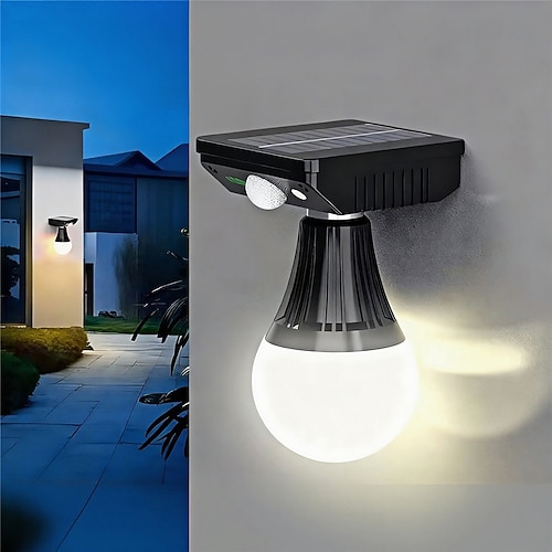 Solarleuchte mit USB-Ladefunktion, Außenbeleuchtung, Solar-Wandleuchte, wasserdicht, kabellos, Bewegungsmelder, Sicherheit, 3 Modi, weißes Licht, warmes Licht, warmes gelbes Licht, Gartenzaun,