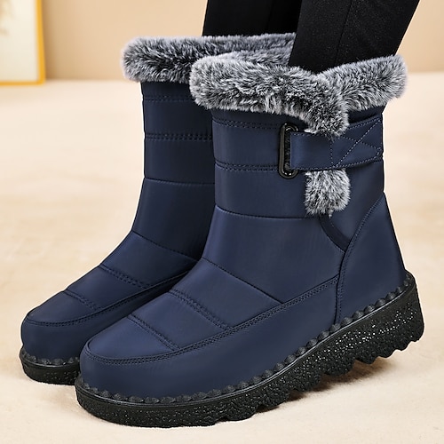 Damen Stiefel Schneestiefel Täglich Flacher Absatz Runde Zehe Lässig Satin Loafer Wein Schwarz Blau Image