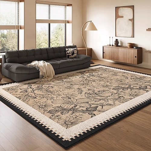 Teppich im französischen Vintage-Stil, strapazierfähiger und pflegeleichter Teppich für Wohnzimmer oder Schlafzimmer, elegante große Bodenmatte für das Sofa, schmutzabweisende Wohndekoration Image