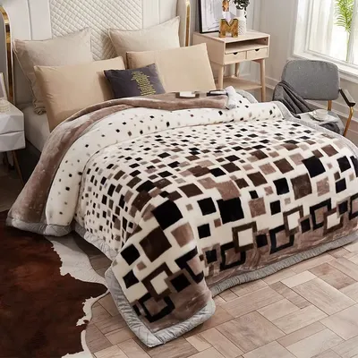 Winter Double Layers Thick Raschel Blanket Fluffy Plush Weighted Blankets Nap Sheets Sofa Blankets Bedroom Living Room Quilt
