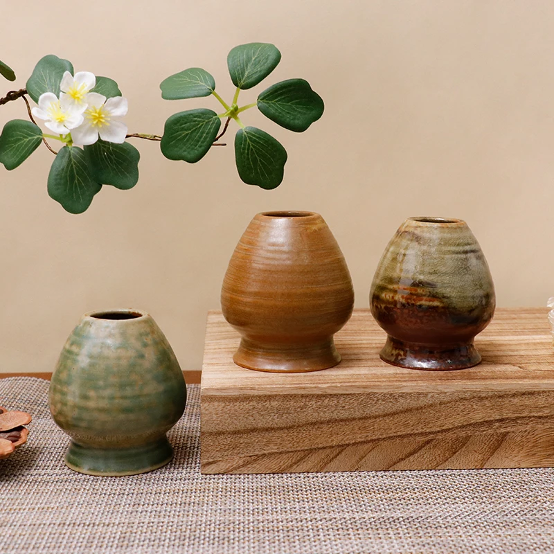 Matcha-Schneebesenhalter, Vintage-Keramik-Chasen-Ständer aus der japanischen Song-Dynastie mit glasierter Spirale für die Teezeremonie Image