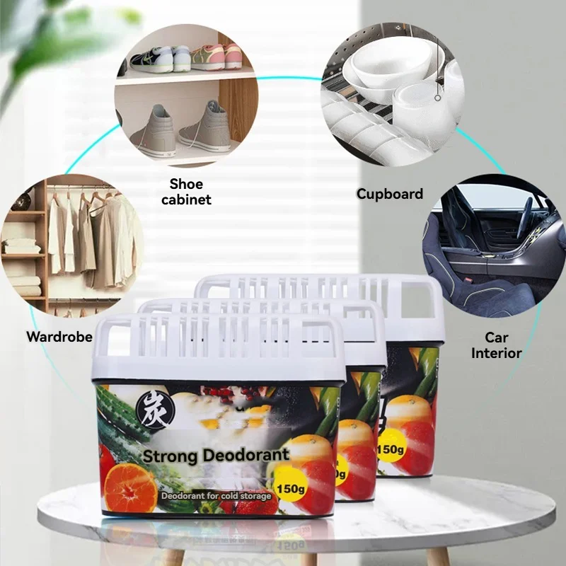 3er-Pack Aktivkohle-Desodorierungsboxen – Geruchsbeseitiger für den Gefrierschrank im Kühlschrank – erfrischt die Luft und entfernt Gerüche Image