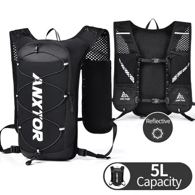 ANXTOR Outdoor Trail Running Ultralight Backpack Running Hydration Vest Breathable Marathon Running Backpack 5L