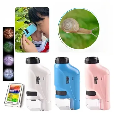 Kids Science Microscope Lab LED Light Battery Powered Handheld Microscope For Students School Biological Science Education