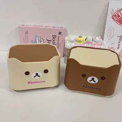 Rilakkuma Japanese Cartoon Anime Desktop Organizer Multi-Functional Dormitory Storage Box Home Garden Miscellaneous Storage Gift