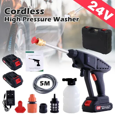 Cordless High Pressure Washer Portable 24V Electric Cleaning Spray Gun Brushless Car Washing Machine With Two Battery 1 Change