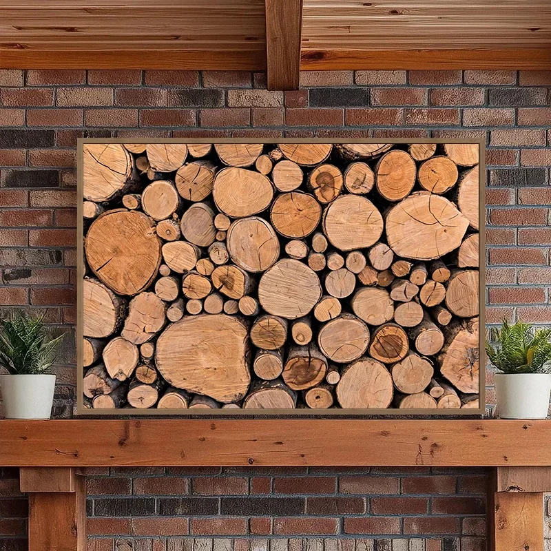 Log Pile Stacked Holzbaum Ring Poster Druck Leinwand Malerei Holz Stamm Kreuz Wand Kunst Bild für rustikale Bauernhaus Home De Image