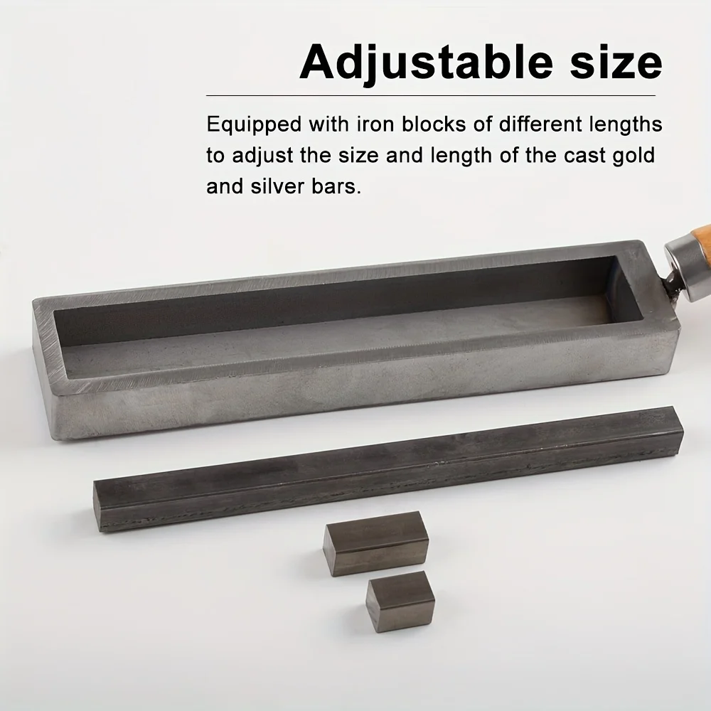 Gussbarrenform aus Metall, Gussbarrenform aus Metall, Silber, Gold, Barbarren, Gussform mit Holzgriff, Metall, Eisen Image