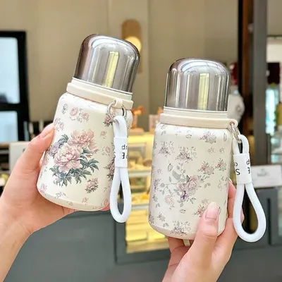 Cute Floral Insulated Stainless Steel Water Bottle with Lid - Leak-Proof, Portable Cup for Outdoor Travel, Camping, Water Bottle