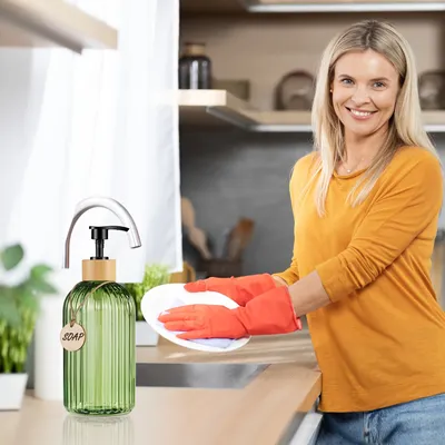 2pcs Soap Dispensers Bathroom And Kitchen Soap Dispenser Press Type Transparent Glass Soap Dispenser For Travel Dailylife Use