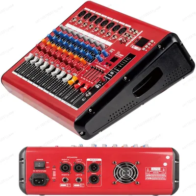 Rot Best 4 6 8-Kanal-Sound-Mischpult Power Mixer Eingebauter 800 W Dual-Ausgangsverstärker Bluetooth 48 V Mikrofon USB-Musik