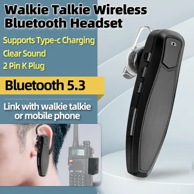 Baofeng Walkie Talkie Wireless Bluetooth Headset Earpiece Hands-free K Plug with PTT For Kenwood Headset UV-5R BF-888S K5