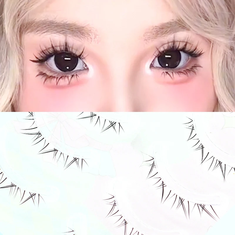 5 Paar V-förmige natürliche falsche Wimpern transparenter Stiel 3D koreanische Manga-Wimpern Augen-Make-up-Wimpern für Mädchen Image