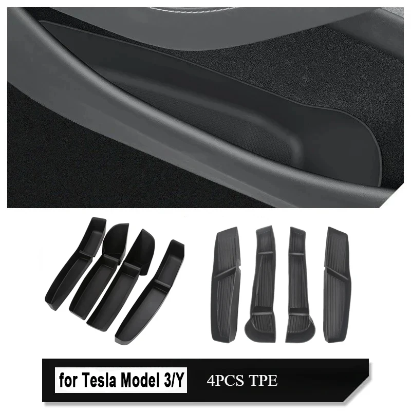 Tür-Seiten-Aufbewahrungsbox für Tesla Model 3/Y/3+, Autotürgriff, Armlehne, Regenschirm-Tablett, Organizer, Vorder- und Hintertür-Aufbewahrungszubehör Image