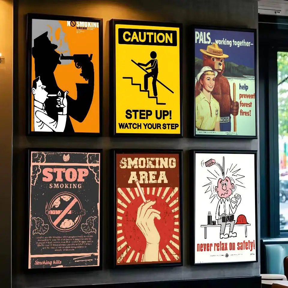 Warnschild „Rauchen verboten“-Poster, selbstklebende Kunst, wasserfester Papieraufkleber, Kaffeehaus, Bar, Wohnheim, Zimmer, Wanddekoration Image