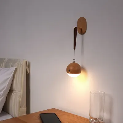 Smart Voice Control Light Portable Light USB Charging Wall Lamps Bedside Light Wall Hanging Wireless Round Atmosphere Lighting