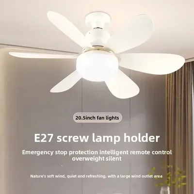 LED 40W Socket Ceiling Fan with Light, 20.5in Screw Ceiling Fans with Lights with Remote, for Bedroom/Garage/Kitchen