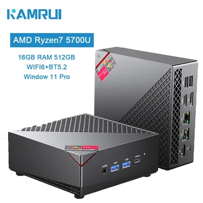 KAMRUI Mini-Gaming-PC AMD Ryzen7 5700U DDR4 16 GB RAM 512 GB SSD WiFi6 BT5.2 4K Windows 11 Pro Mini-Desktop-Computer Arbeits-PC