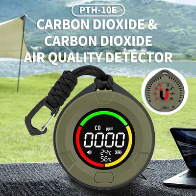 Protmex 10E 4 in 1 Portable Carbon Monoxide Detector, CO2 Air Quality Monitor RV Carbon Dioxide Detector Alarm Temp/Humidity