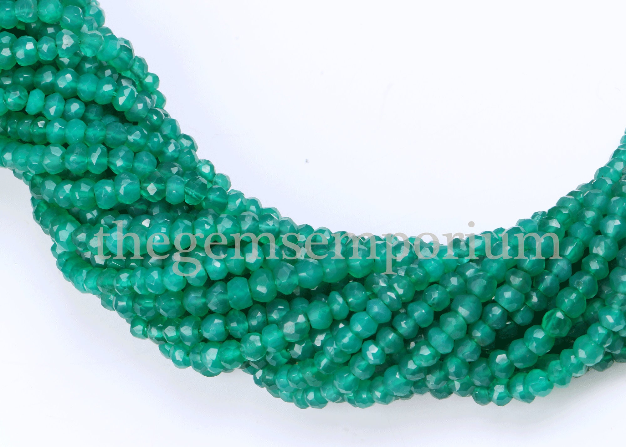 Perline di pietra preziosa a forma di rondella in onice verde da 3,75-4 mm, perline sfaccettate in onice verde, perline in onice verde, onice verde, p