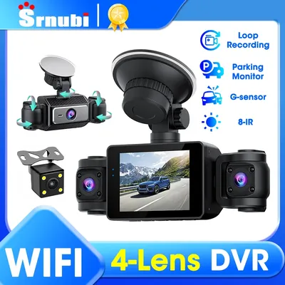 Srnubi 4-Kanal Dash Cam Auto Dashcam Auto Rückfahrkamera für SONY Sensor WiFi Nachtsicht DVR Video Recorder Parkplatz Monitor