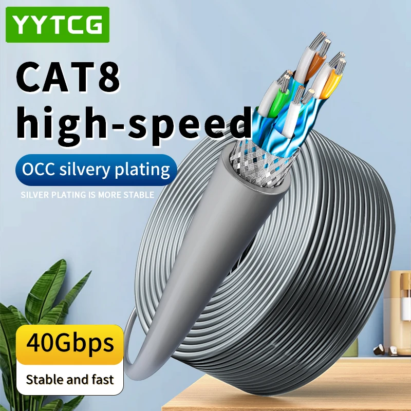 Cat8-Ethernet-Kabel, 40 Gbit/s, 2000 MHz, CAT 8 Shield Internet, Hochgeschwindigkeits-Gigabit-SFTP-LAN-Netzwerk-Internet-Kabel für PC-Modem-Router Image