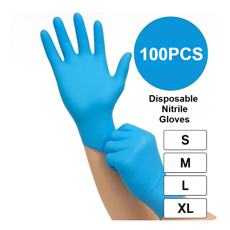 10/20/50/100PCS Bule Nitril Einweghandschuhe Pulver Latexfreie Reinigungshandschuhe für Schönheit Haarfärbemittel Sicherheit Arbeit Küchenhandschuh Image
