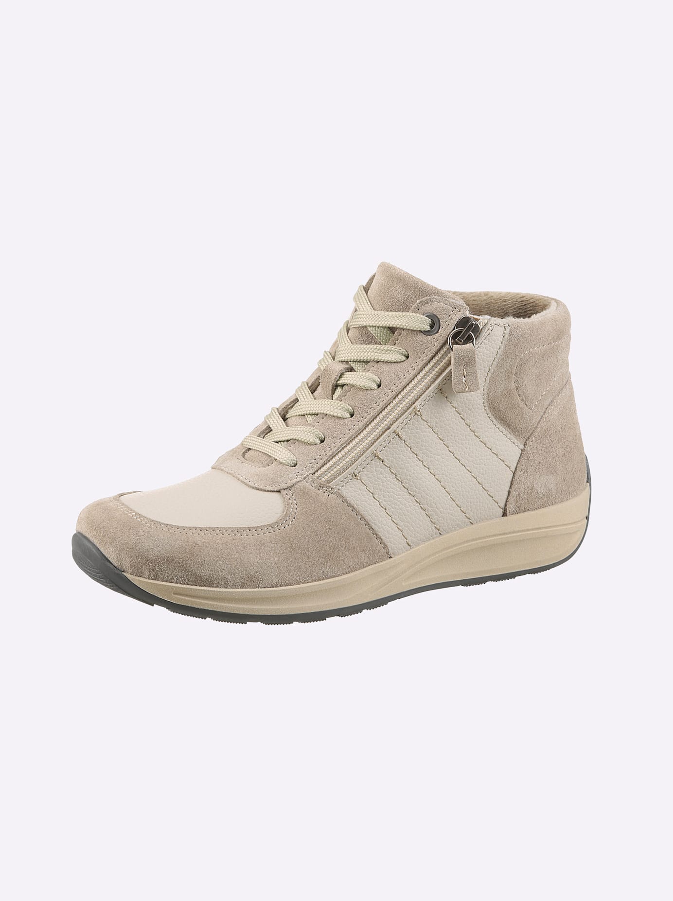 Stiefelette CASUAL LOOKS, Damen, Gr. 40, beige (sand), Glattleder, Veloursleder, Schuhe Stiefelette