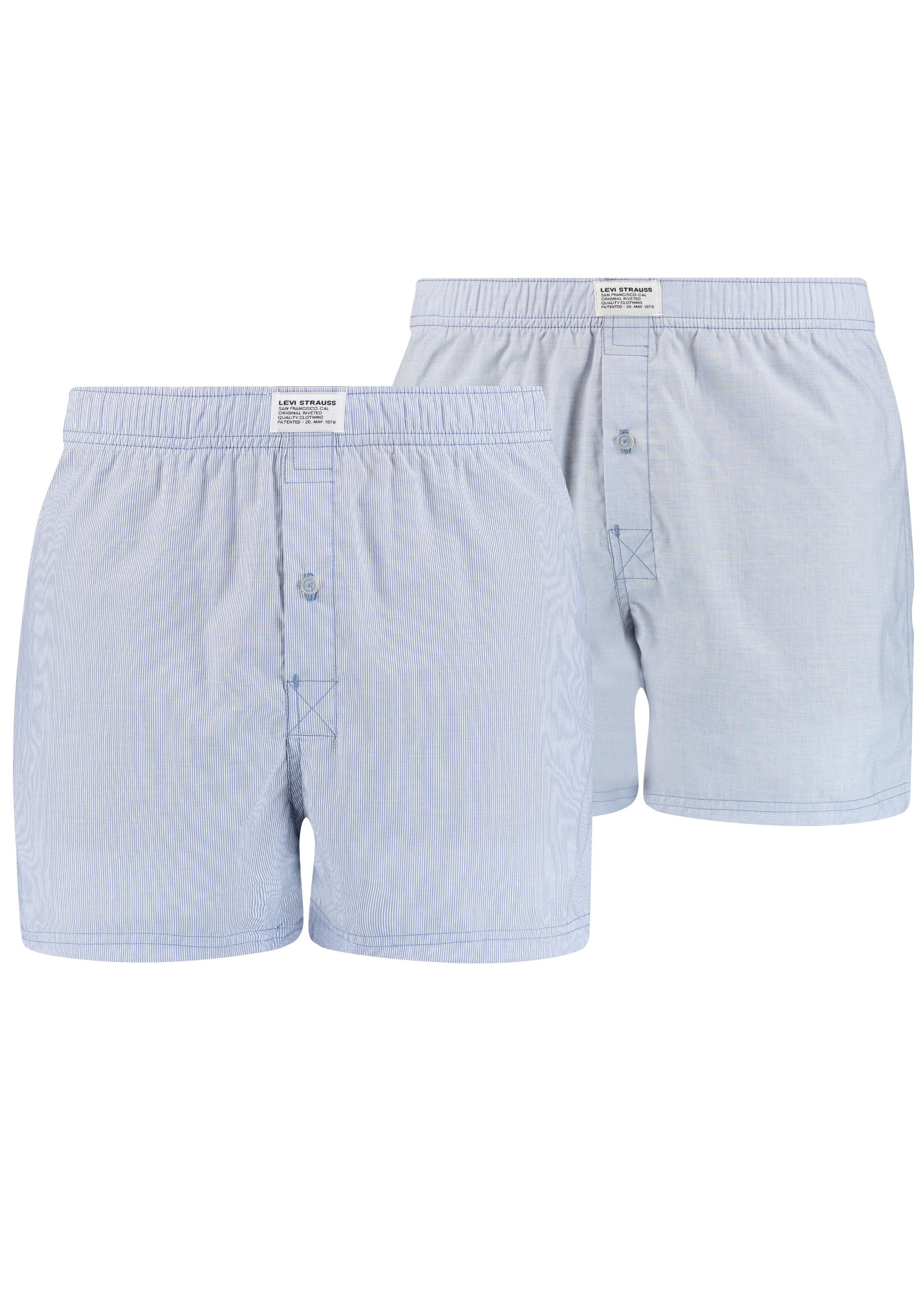 Boxershorts LEVI'S, Herren, Gr. L, blau (light blau), Obermaterial: 100% Baumwolle, unifarben, normal, Unterhosen, mit breitem Logobund Image
