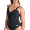 Badeanzug ARENA "WOMEN'S ARENA SWIMSUIT LARA SOFT CURVE BACK C", Damen, Gr. 44, N-Gr, night grau, Obermaterial: 68% Polyamid, 32% Elasthan, sportlich, Badeanzüge