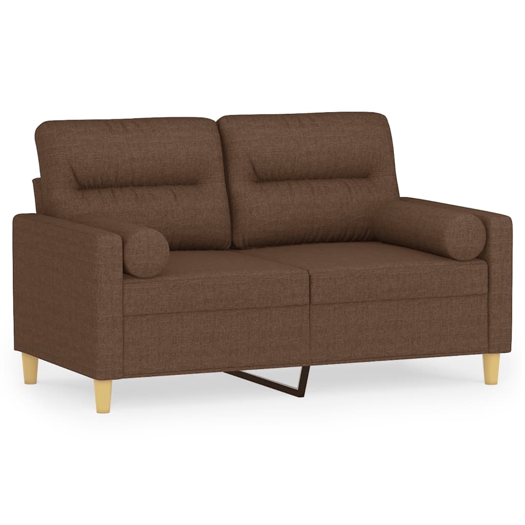 vidaXL 2-Sitzer-Sofa mit Zierkissen Braun 120 cm Stoff Image