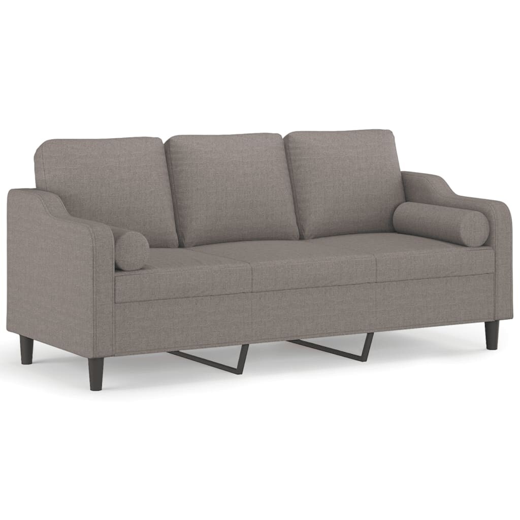 vidaXL 3-Sitzer-Sofa mit Zierkissen Taupe 180 cm Stoff Image