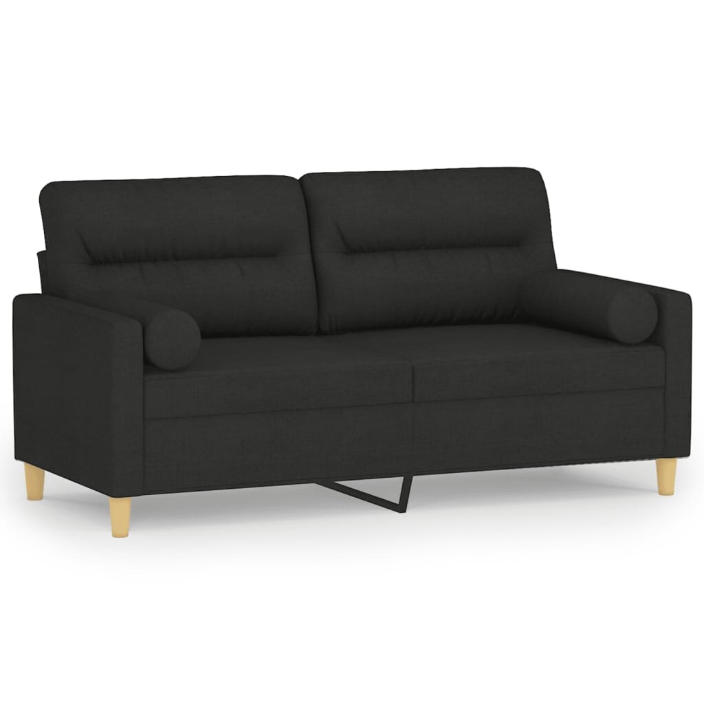 vidaXL 2-Sitzer-Sofa mit Zierkissen Schwarz 140 cm Stoff Image