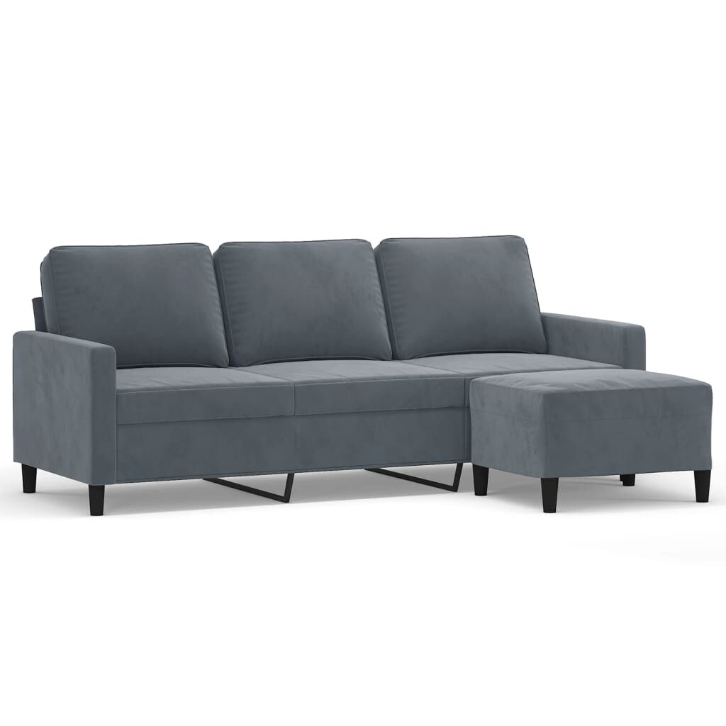 vidaXL 3-Sitzer-Sofa mit Hocker Dunkelgrau 180 cm Samt Image