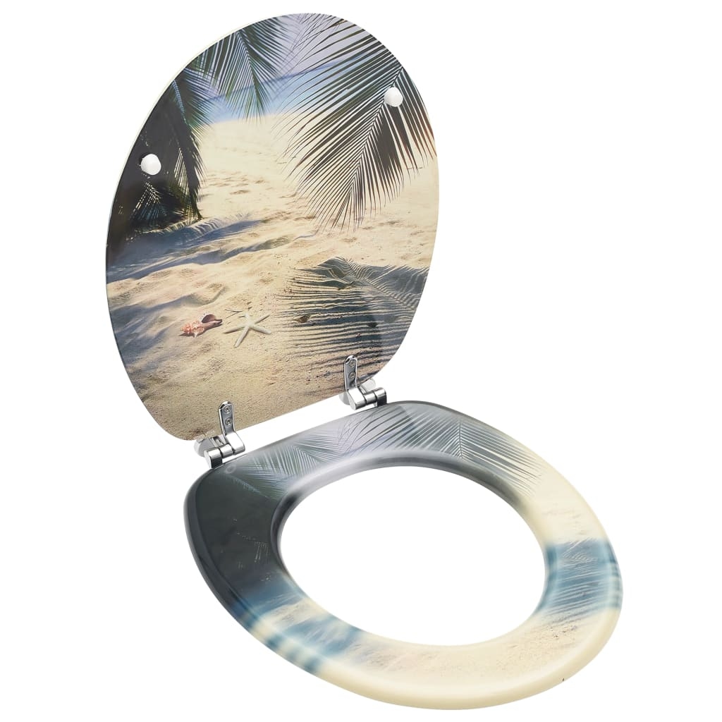 vidaXL Toilettensitz mit Deckel MDF Strand-Design Image