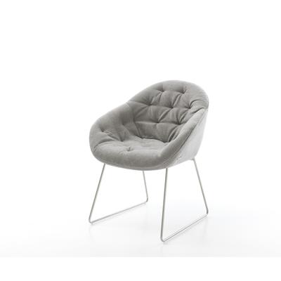 DELIFE Esszimmerstuhl Gaio-Flex Strukturstoff Soft Grau Kufengestell Edelstahl, Esszimmerstühle Image