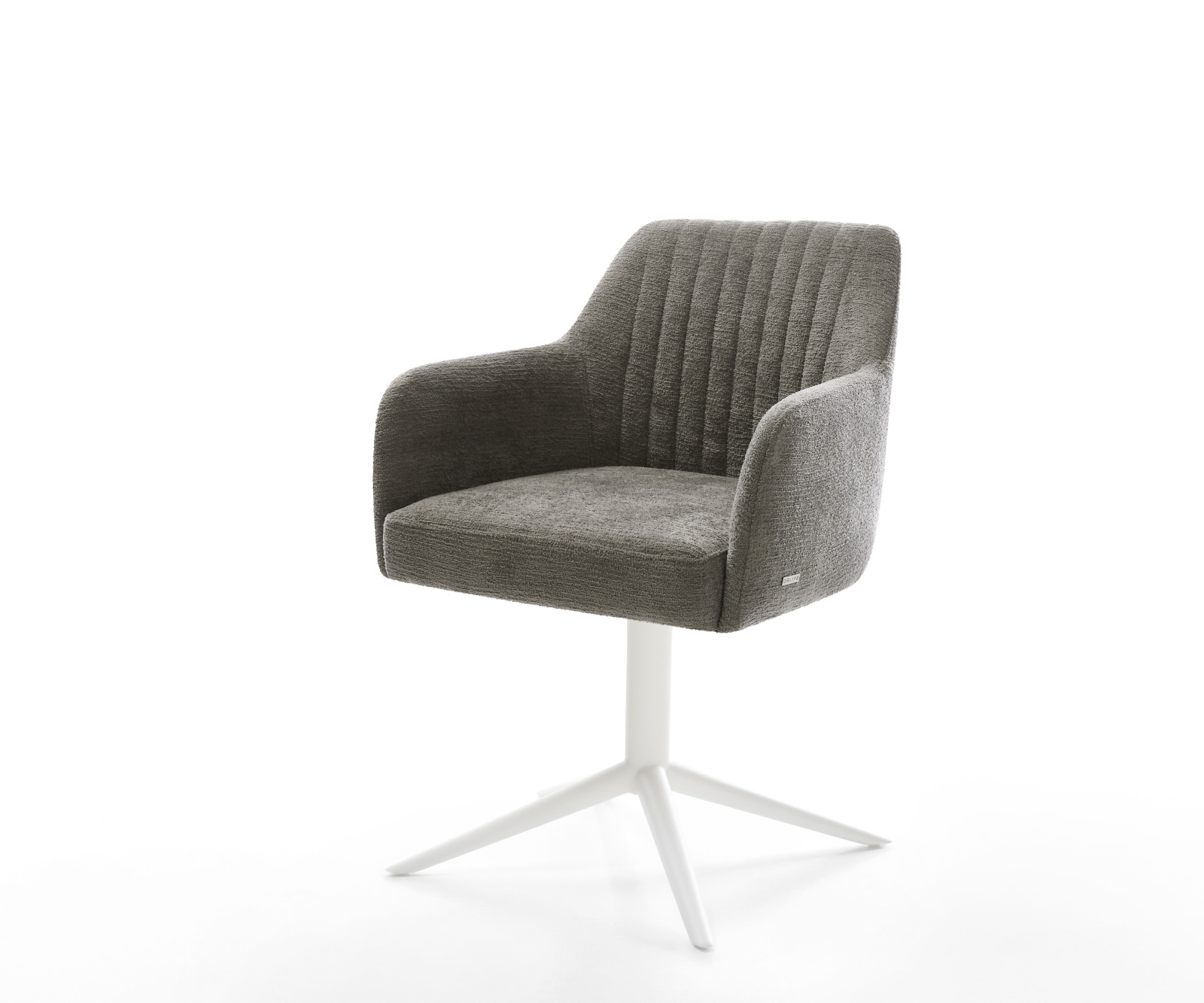 DELIFE Drehstuhl Greg-Flex Bouclé Soft Schlamm Fußkreuz Weiß 360° drehbar Wippfunktion Taschenfederkern, Esszimmerstühle Image