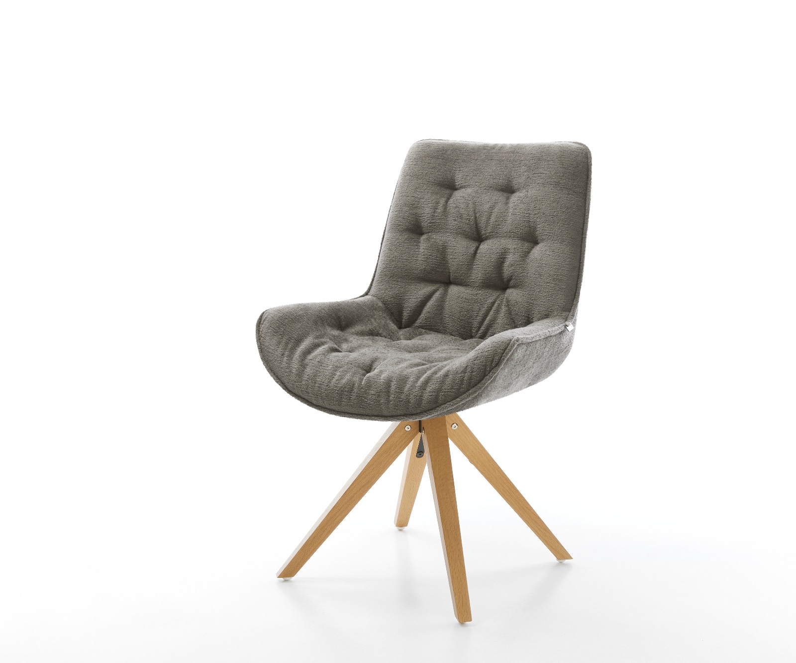 DELIFE Drehstuhl Taimi-Flex Bouclé Soft Schlamm Holzgestell kantig Natur 180° drehbar, Esszimmerstühle Image