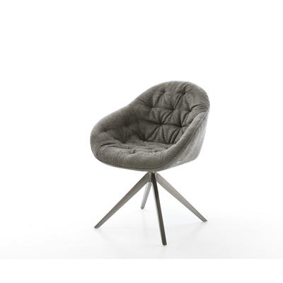 DELIFE Drehstuhl Gaio-Flex Bouclé Soft Schlamm Kreuzgestell breit Graphit 360° drehbar Wippfunktion, Esszimmerstühle Image
