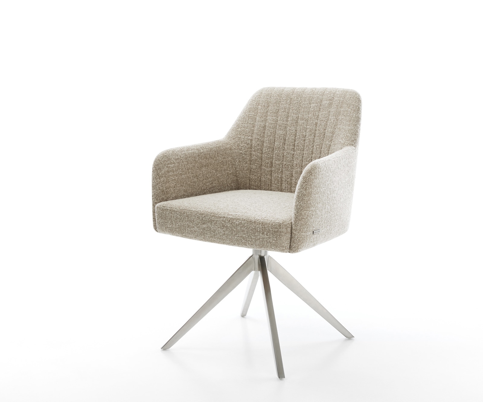 DELIFE Drehstuhl Greg-Flex Webstoff Soft Beige Kreuzgestell breit Edelstahl 360° drehbar Wippfunktion Taschenfederkern, Esszimmerstühle Image