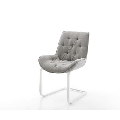 DELIFE Freischwinger Taimi-Flex Strukturstoff Soft Grau Freischwinger flach Weiß, Esszimmerstühle Image