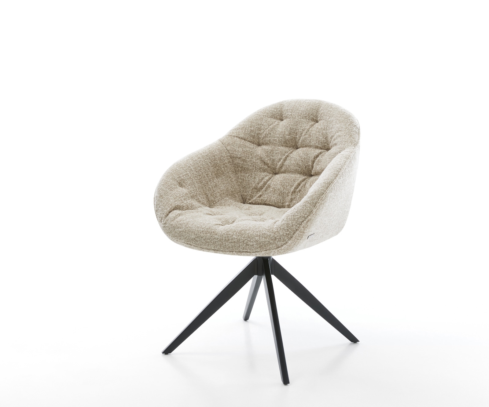 DELIFE Drehstuhl Gaio-Flex Webstoff Soft Beige Kreuzgestell breit Schwarz 360° drehbar Wippfunktion, Esszimmerstühle Image