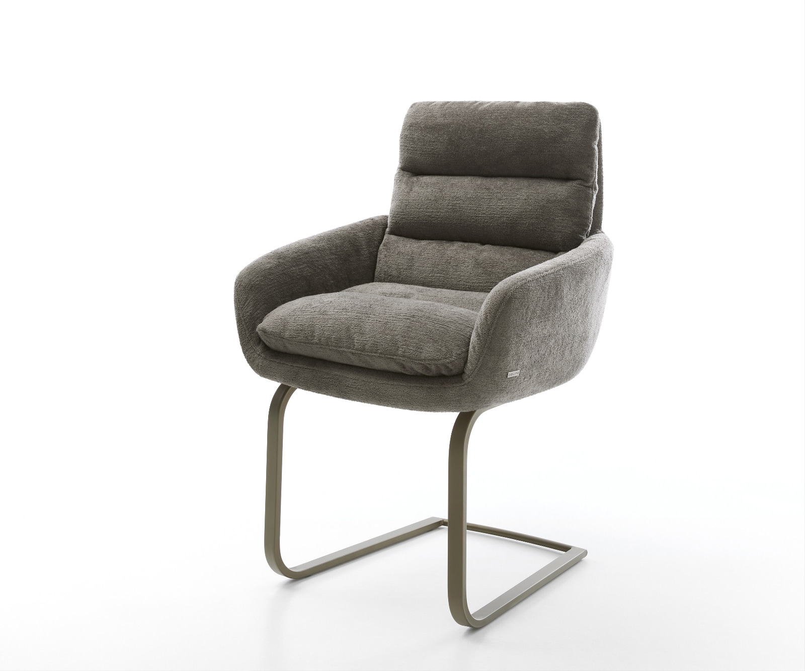 DELIFE Freischwinger Abelia-Flex mit Armlehnen Bouclé Soft Schlamm Freischwinger flach Effektfinish Titan, Esszimmerstühle Image
