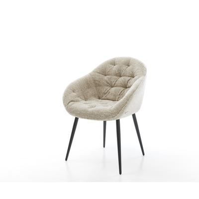 DELIFE Esszimmerstuhl Gaio-Flex Webstoff Soft Beige 4-Fuß konisch Schwarz, Esszimmerstühle Image